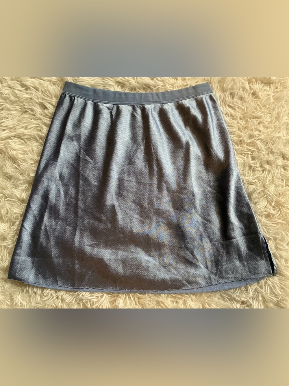 Intimately Free People 90s Minimal Fairy Metallic Satin Mini Slip Skirt Blue M